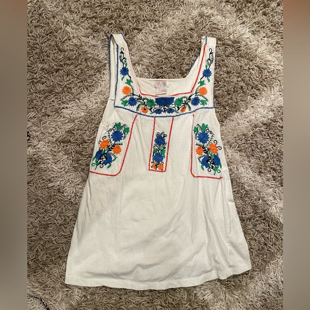 Embroidered Floral Square Neck Tank Top